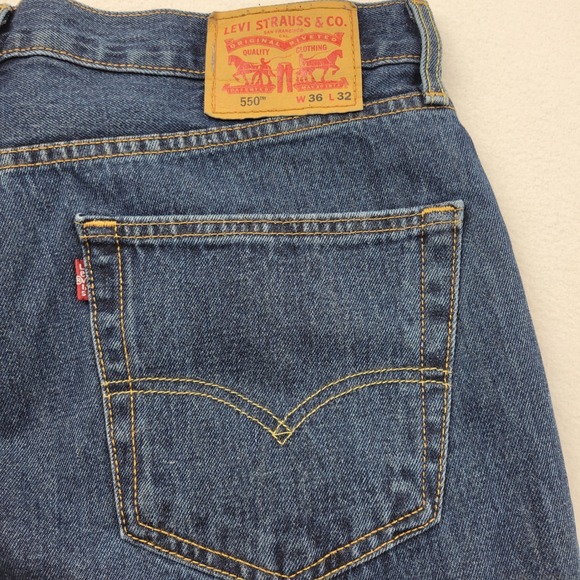 Levis 550 Relaxed Fit Tapered Leg Mens Blue Denim Jeans 36x32 005504886 - Picture 13 of 16